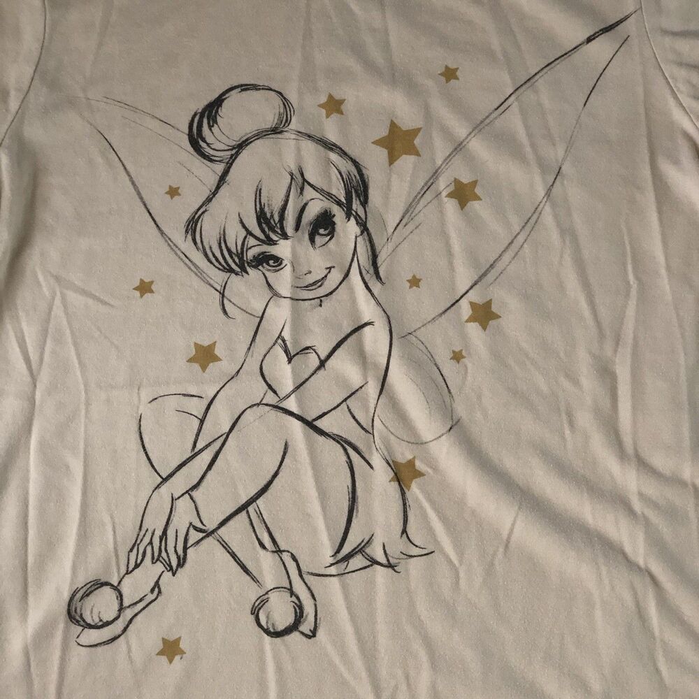 Disney Women’s Tinkerbell Beige Graphic T-shirt Size Small